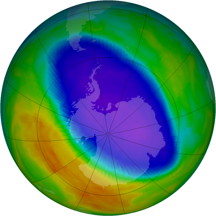 Antarctic ozone map for 05 October 1992
